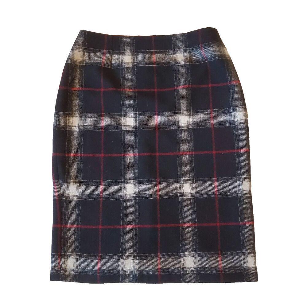 Dalia Collection Wool Blend Plaid Tartan Pencil Skirt Size 6 Academia Holiday